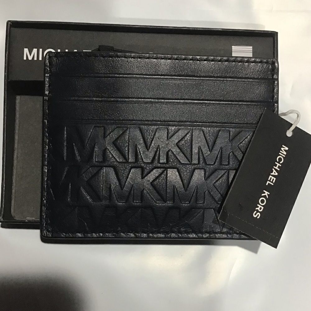 Michael Kors LEATHER Men's Tall Embossed  Leather Card Case - Picture 11 of 11